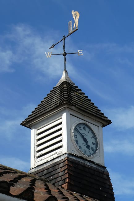 Cricketer weather vane on Hobbs Pavilion. Cricketer weather vane on Hobbs Pavilion.