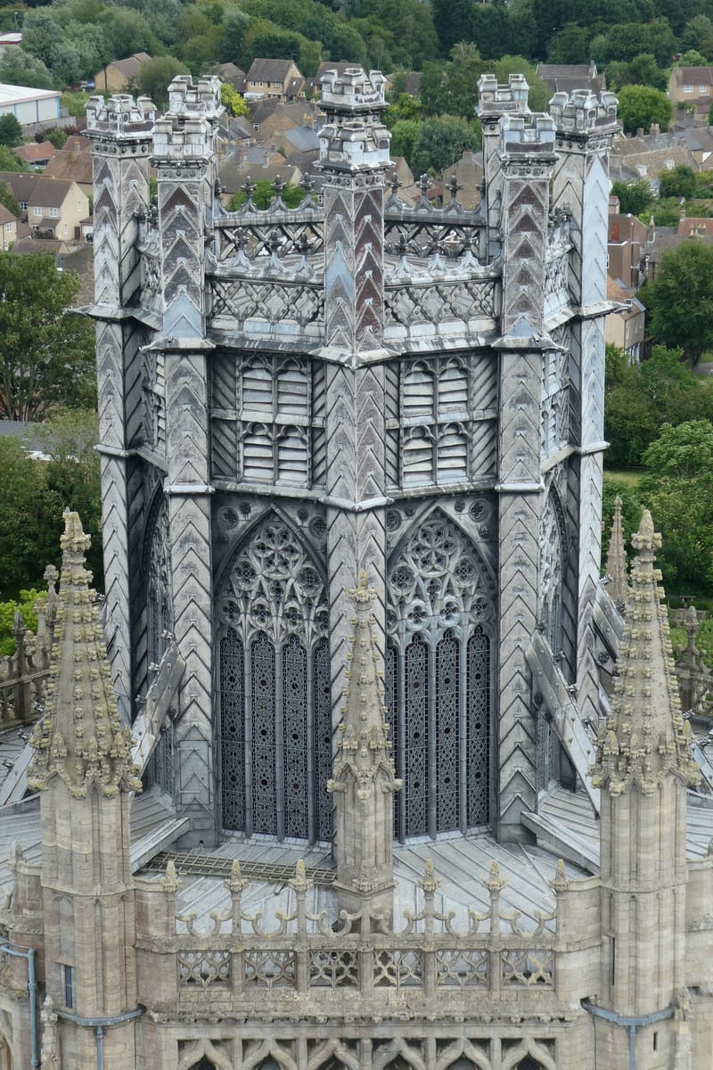 The Octagon's timber lantern from above, from the West Tower