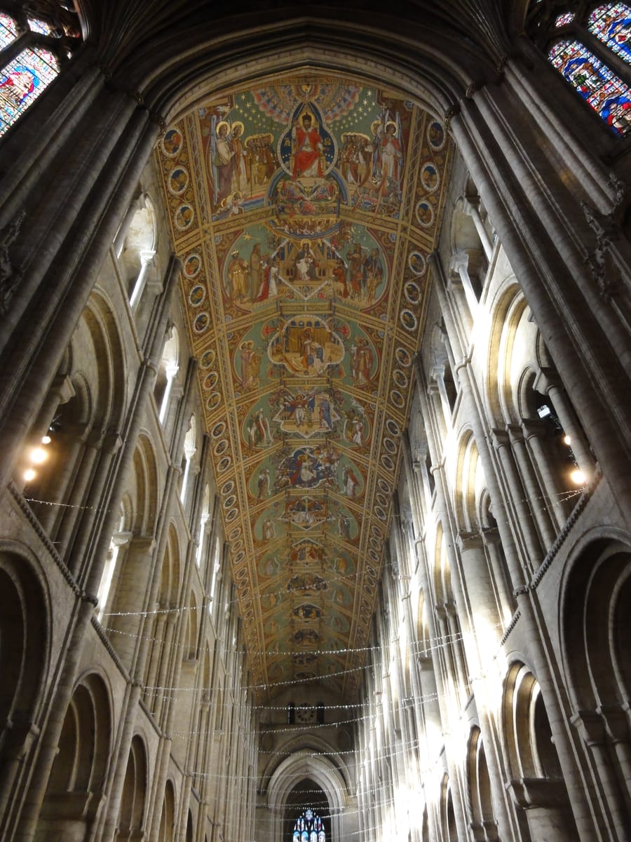 The painted nave ceiling