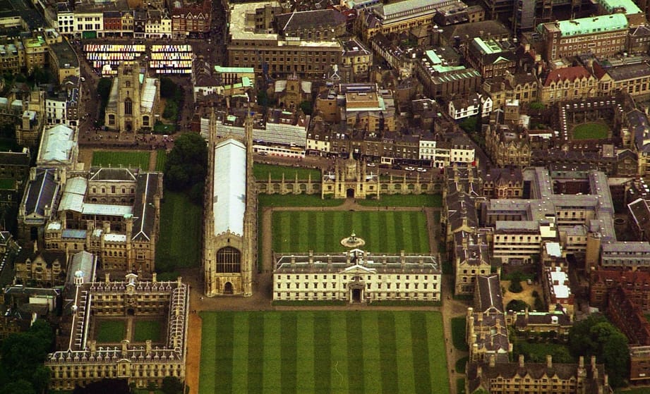 Kings College Chapel and Cambridge Market from the air