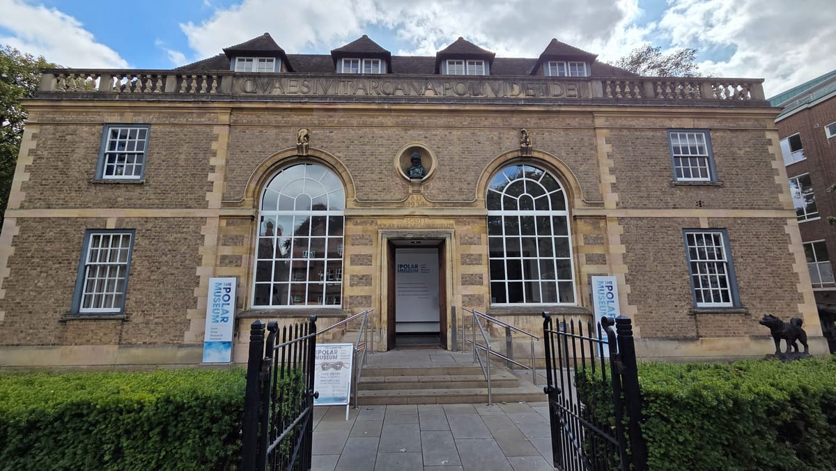 The Polar Museum, with the bust of Scott above the door and the inscription across the parapet