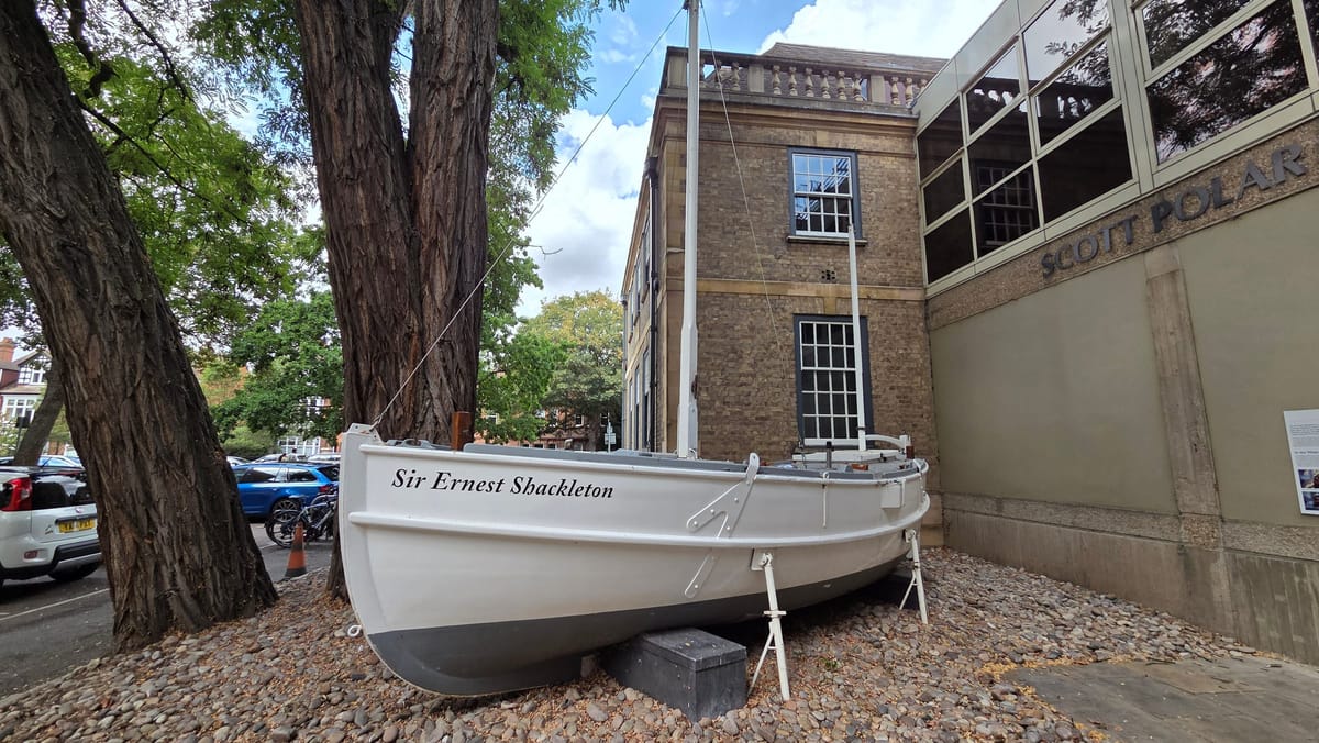 The Sir Ernest Shackleton, a James Caird replica, outside