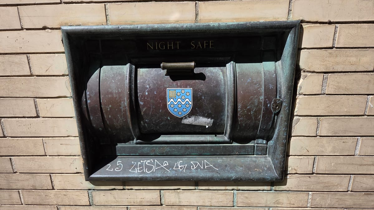 A Westminster Bank night safe, off Peas Hill A Westminster Bank night safe, off Peas Hill